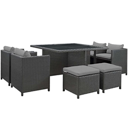 Sojourn 9 Piece Outdoor Patio Sunbrella® Dining Set A - Canvas Gray 