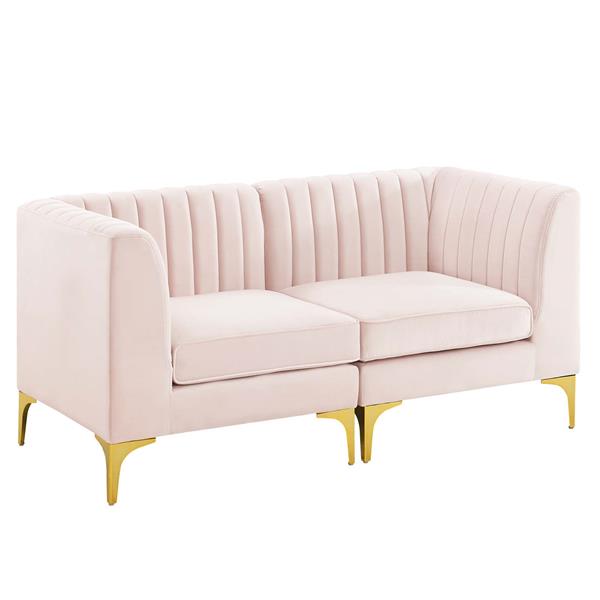 Triumph Channel Tufted Performance Velvet Loveseat - Pink 