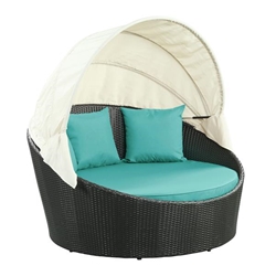 Siesta Canopy Outdoor Patio Daybed - Espresso Turquoise 