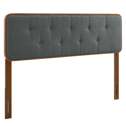 Collins Tufted Queen Fabric and Wood Headboard - Walnut Charcoal 
