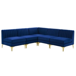 Triumph Channel Tufted Performance Velvet 5-Piece Sectional Sofa - Navy Style B 