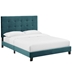 Melanie King Tufted Button Upholstered Performance Velvet Platform Bed - Sea Blue