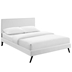 Macie King Vinyl Platform Bed with Round Splayed Legs - White