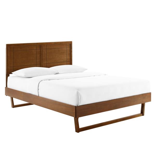 Marlee Twin Wood Platform Bed With Angular Frame - Walnut 