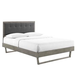 Willow King Wood Platform Bed With Angular Frame - Gray Charcoal 