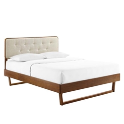 Bridgette Twin Wood Platform Bed With Angular Frame - Walnut Beige 