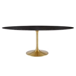 Lippa 78" Oval Artificial Marble Dining Table - Gold Black 