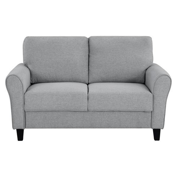 Petersfield Loveseat with Solid Wood Frame - Dark Gray Textured Fabric Upholstery - Faux Wood Finish Feet 