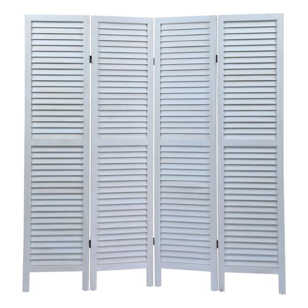 Belper Wood 4 Panel Screen Folding Louvered Room Divider 