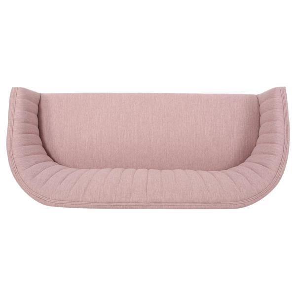 Kalimdor Loveseat - Blush Fabric - Brown Rubberwood Legs - CAB3569