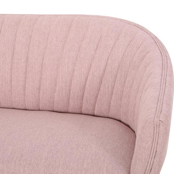 Kalimdor Loveseat - Blush Fabric - Brown Rubberwood Legs - CAB3569