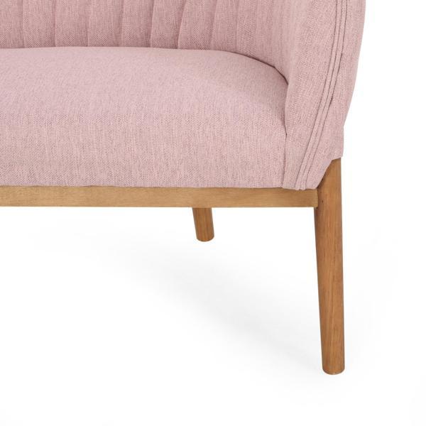 Kalimdor Loveseat - Blush Fabric - Brown Rubberwood Legs - CAB3569