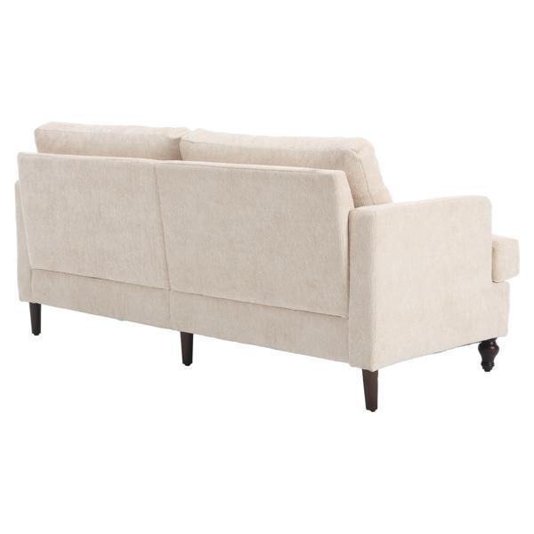 Montclair 68" Loveseat - Beige Chenille - Brown Rubber Wood Legs - CAB3644