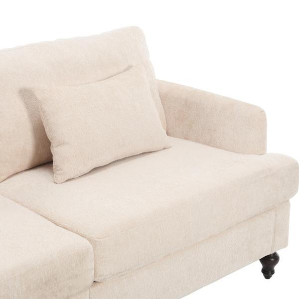 Montclair 68" Loveseat - Beige Chenille - Brown Rubber Wood Legs - CAB3644