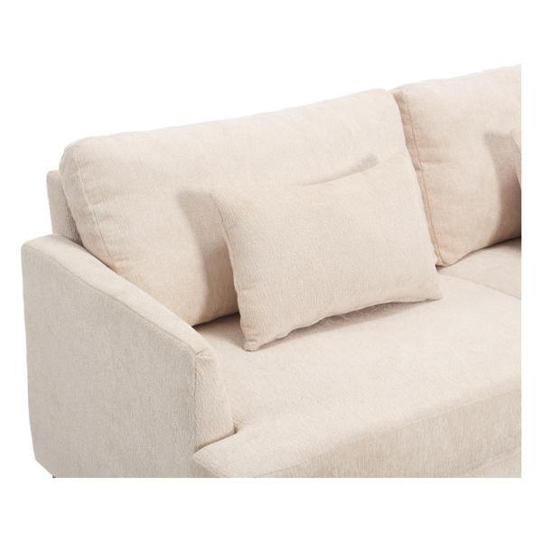 Montclair 68" Loveseat - Beige Chenille - Brown Rubber Wood Legs - CAB3644