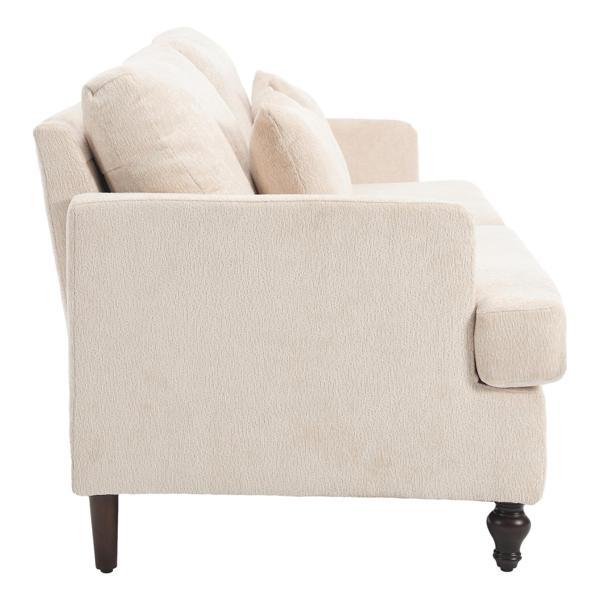 Montclair 68" Loveseat - Beige Chenille - Brown Rubber Wood Legs - CAB3644