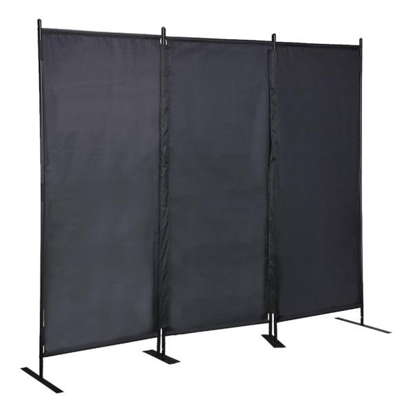 Brindlemark Room Divider - 6 Ft 3-Panel Folding Privacy Screen with Metal Stand - Black 