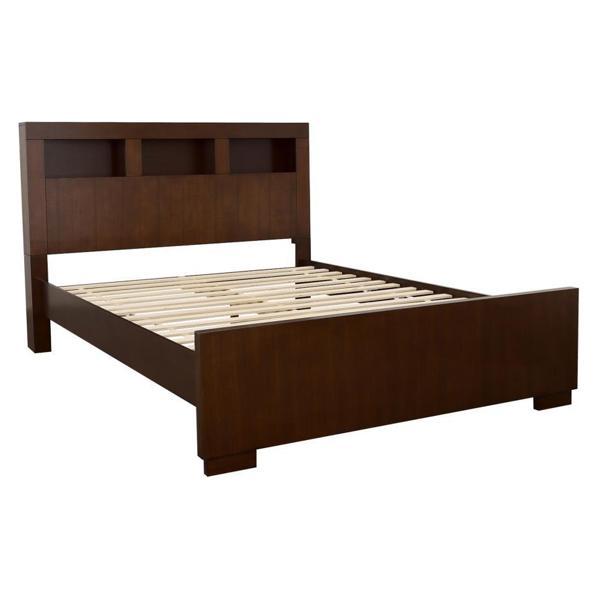 Jessica Eastern King LED Storage Bookcase Bed - Cappuccino 