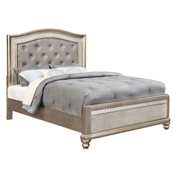 Bling Game Wood Eastern King Panel Bed - Metallic Platinum - Silver 