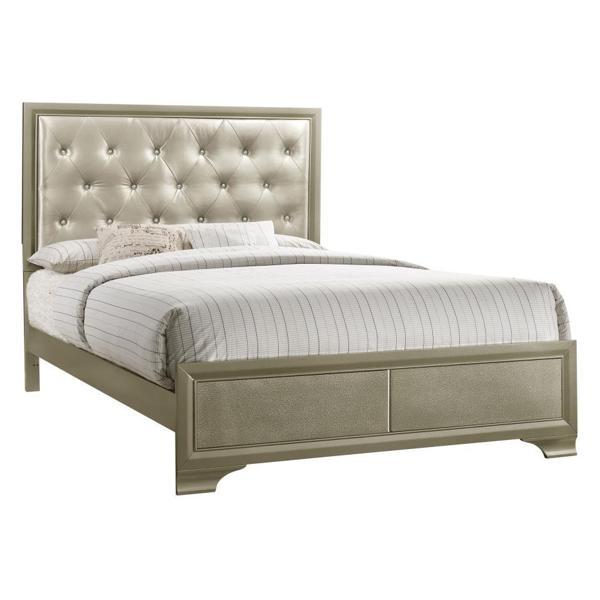 Beaumont Wood Eastern King Panel Bed - Champagne - Gold 