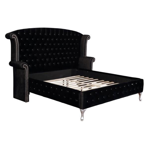 Deanna Eastern King Bed Wingback - Black 