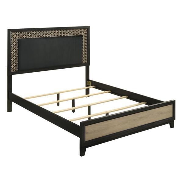 Valencia Wood Eastern King Panel Bed Black - Light Brown Footboard 