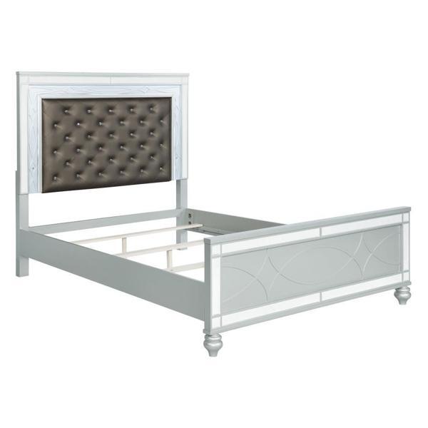 Gunnison Wood Eastern King LED Panel Bed - Silver Metallic 