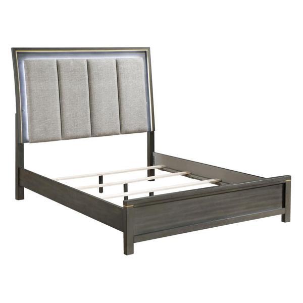 Kieran Wood Eastern King LED Panel Bed - Grey 