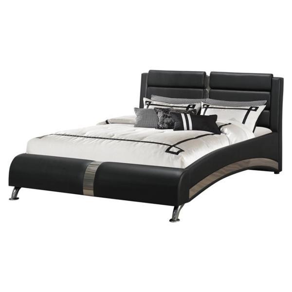 Jeremaine Upholstered Eastern King Sleigh Bed - Black 