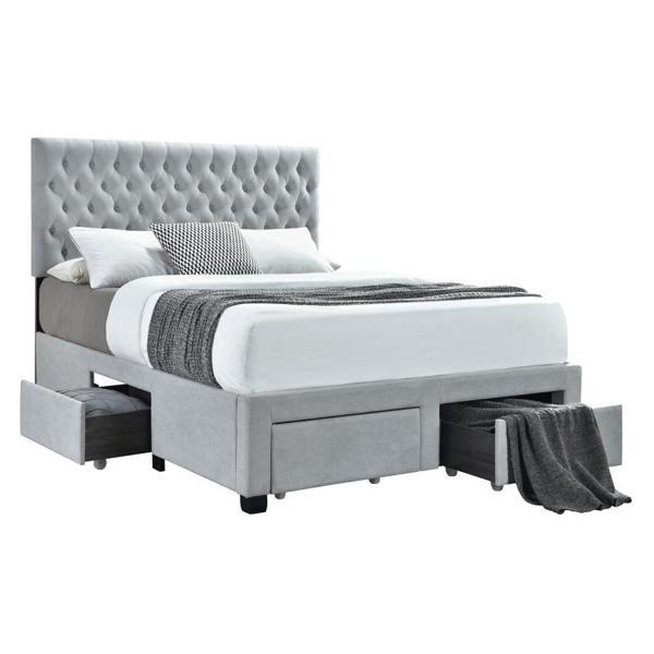 Soledad Upholstered Eastern King Storage Bed Light - Grey 