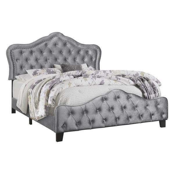 Bella Upholstered Eastern King Panel Bed - Grey 