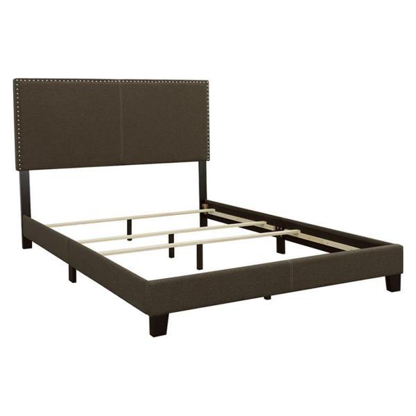 Boyd Upholstered Eastern King Panel Bed - Charcoal - Black Finish Legs - Grey 