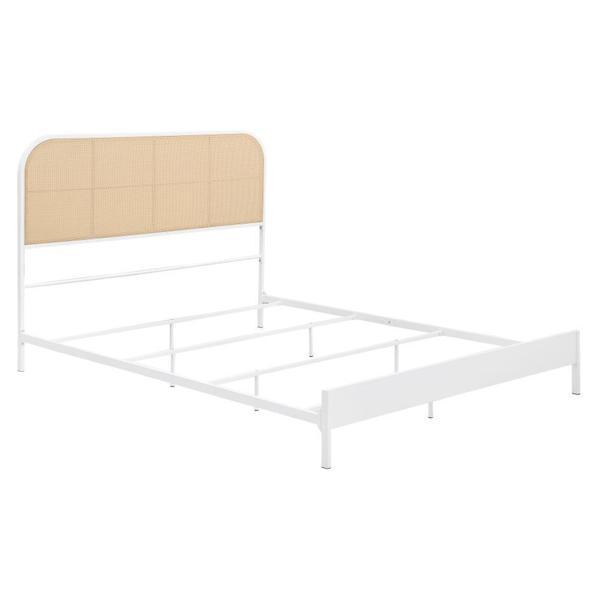 Amherst Eastern King Bed with Radio Weave Rattan Headboard - White 