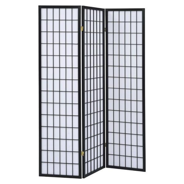 Carrie 3-Panel Room Divider Folding Shoji Screen - Black 