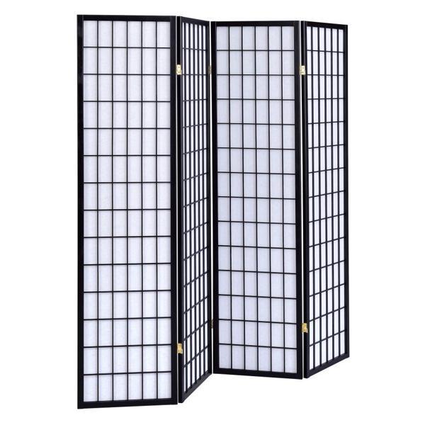 Roberto 4-Panel Room Divider Folding Shoji Screen - Black 