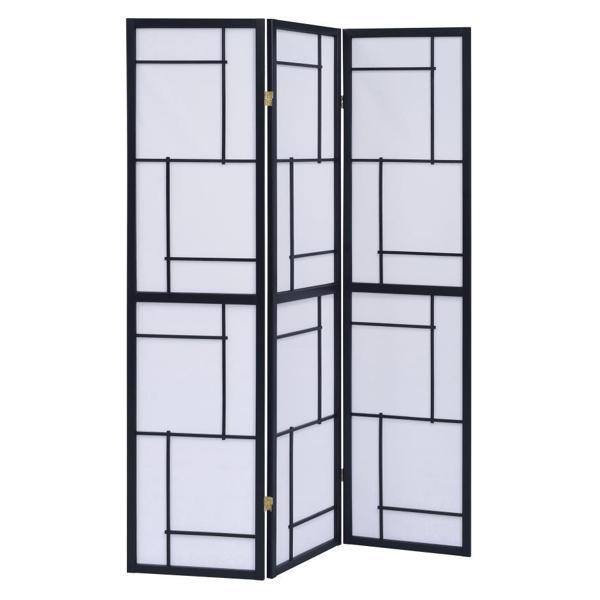 Damis 3-Panel Room Divider Folding Shoji Screen - Black 