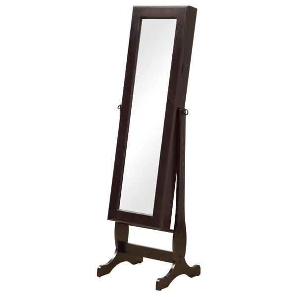 Batista Cheval Mirror with Jewelry Storage - Cappuccino - Brown 