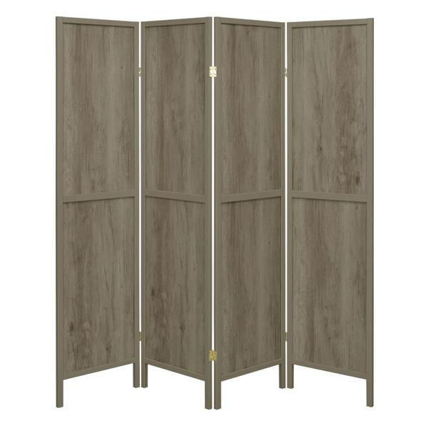 Deepika 4-Panel Room Divider Folding Screen - Grey Driftwood 