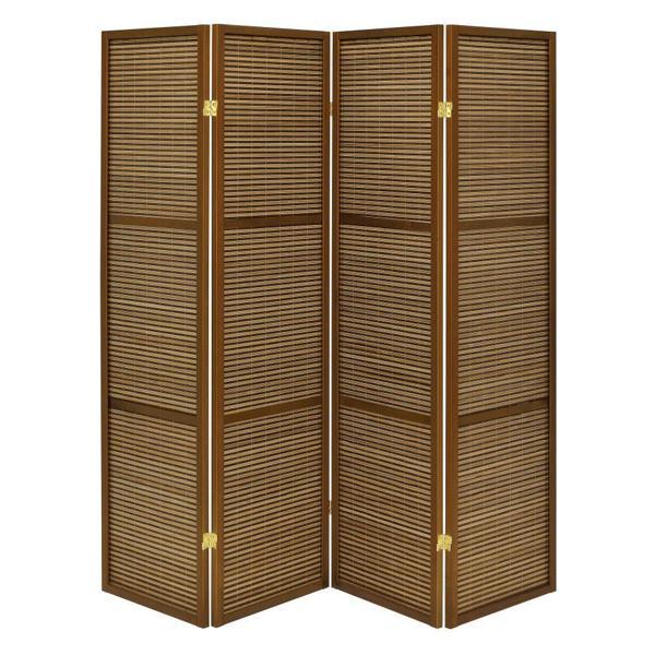 Browning 4-Panel Bamboo Room Divider Folding Screen - Walnut - Brown 