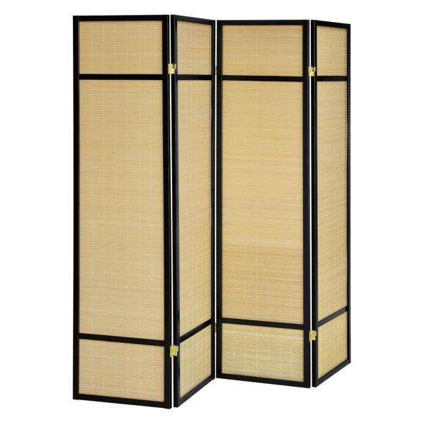 Pearce 4 - panel Bamboo Room Divider Folding Screen Natural - Beige 