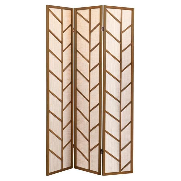 Mila 3-Panel Room Divider Folding Shoji Screen Walnut - Brown 