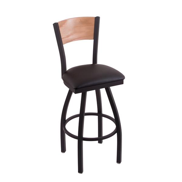 Black Wrinkle Vegas Golden Knights Swivel 25-Inch Counter Stool with Laser Engraved Back - Black Vinyl 