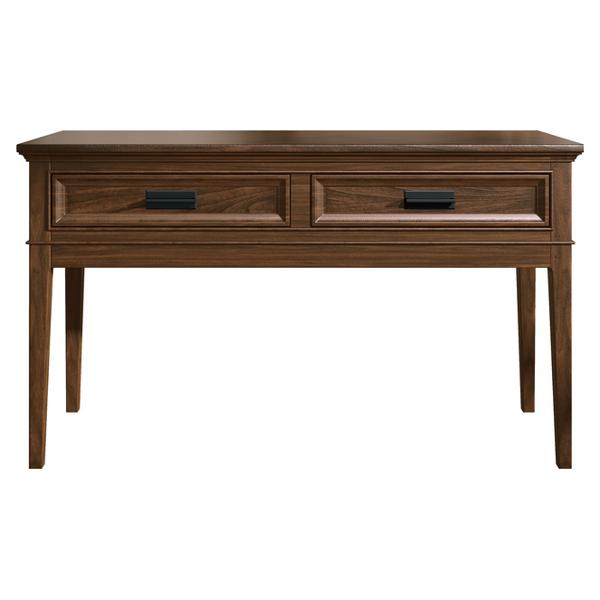 Frazier Park Brown Cherry Sofa Table with 2 Dovetail Drawers - Pewter Tone Bar Pulls and Brown Cherry Finish Legs 