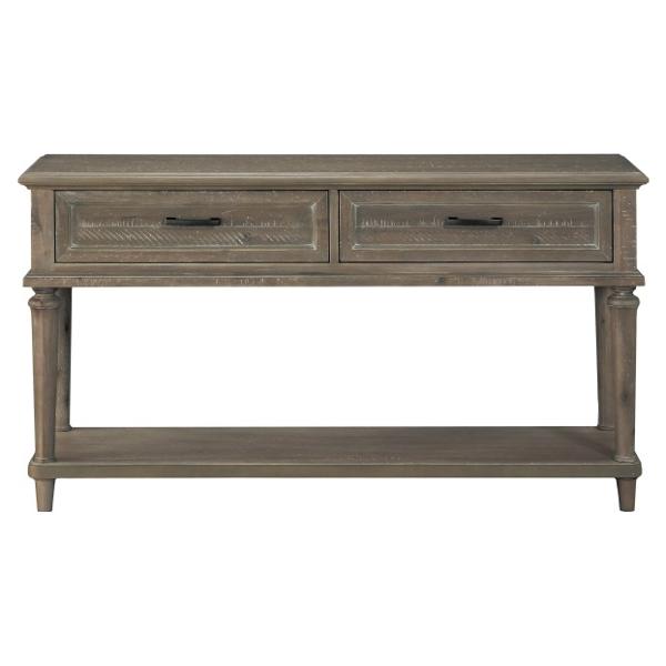 Cardano Wood Sofa Table with 2 Functional Drawers and Driftwood Light Brown Finish Frame 