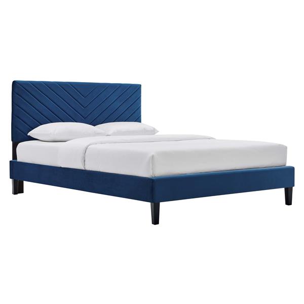 Roxanne Performance Velvet King Platform Bed - Navy 