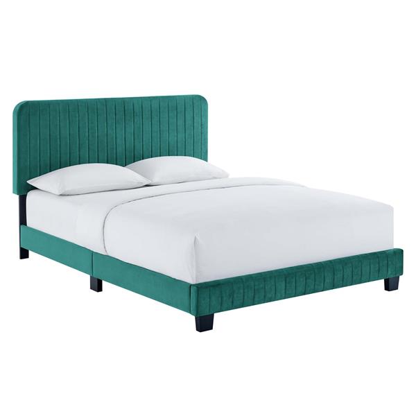 Celine Channel Tufted Performance Velvet King Platform Bed - Teal 