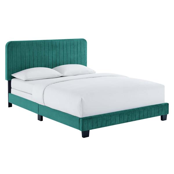 Celine Channel Tufted Performance Velvet King Bed - Teal 