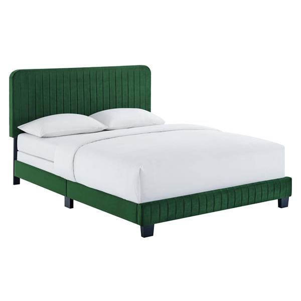 Celine Channel Tufted Performance Velvet King Bed - Emerald 