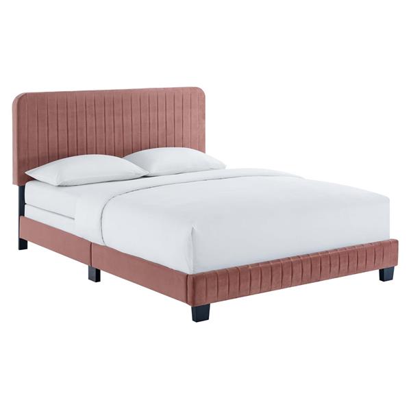 Celine Channel Tufted Performance Velvet King Bed - Dusty Rose 