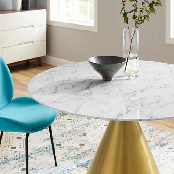 Tupelo 47" Artificial Marble Dining Table - Gold White - MOD11565